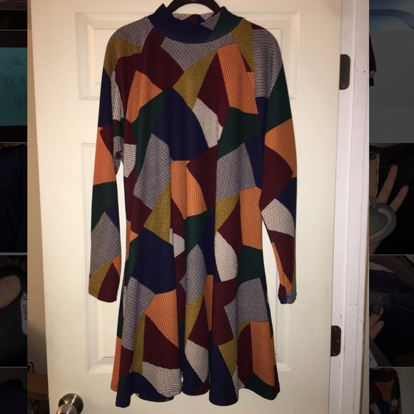 AX Paris Curve Patchwork High Neck Swing Dress - Picture 3 of 8